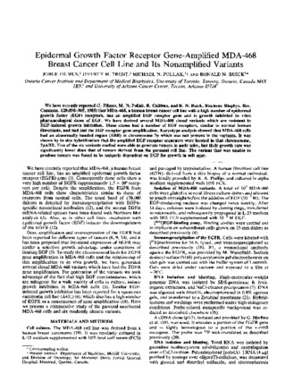 Epidermal growth factor receptor gene-amplified MDA-468 breast cancer cell line and its nonamplified variants thumbnail