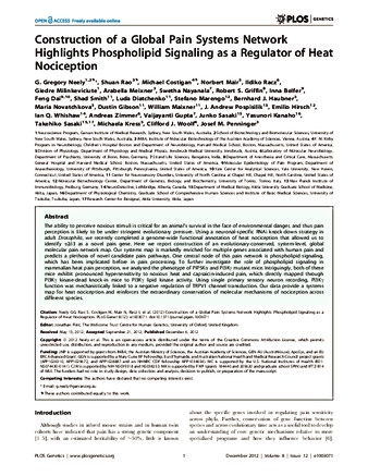 Construction of a Global Pain Systems Network Highlights Phospholipid Signaling as a Regulator of Heat Nociception thumbnail