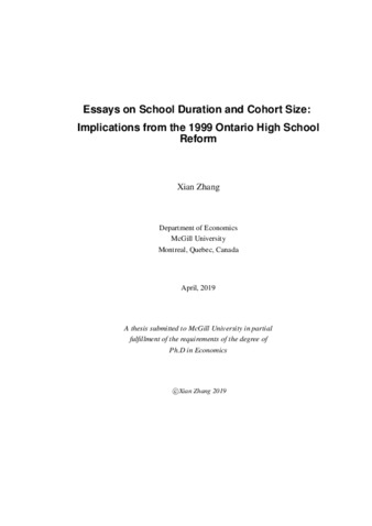 Essays on school duration and cohort size: Implications from the 1999 Ontario high school reform thumbnail