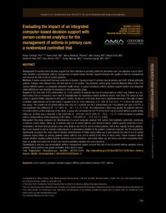 Evaluating the impact of an integrated computer-based decision support with person-centered analytics for the management of asthma in primary care: a randomized controlled trial thumbnail
