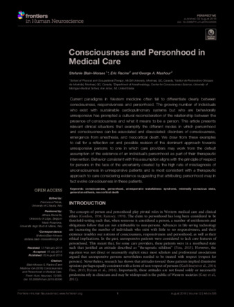 Consciousness and Personhood in Medical Care thumbnail