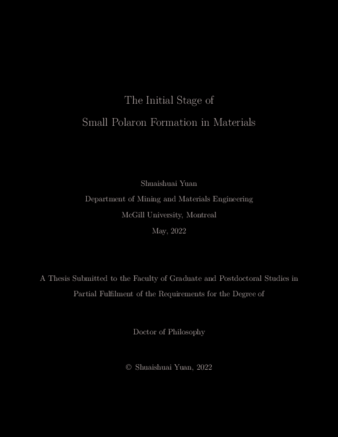 The initial stage of small polaron formation in materials thumbnail