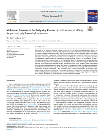 Molecular framework for designing Fluoroclay with enhanced affinity for per- and polyfluoroalkyl substances thumbnail