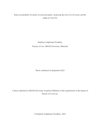 State accountability for police sexual misconduct: analyzing the role of civil society and the media in Val-d’Or thumbnail