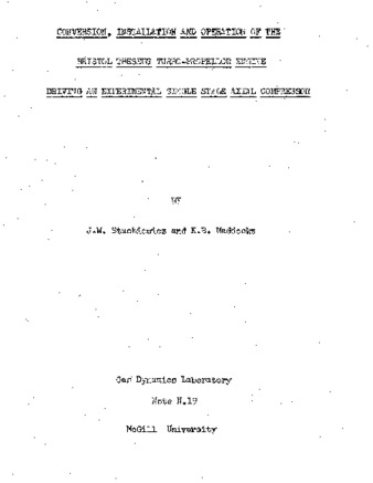 Conversion, installation and operation of the Bristol Theseus turbo-propellor engine driving an experimental single stage axial compressor thumbnail