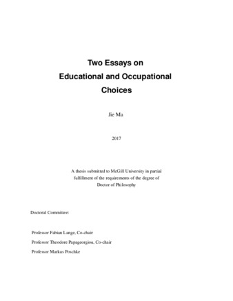 Two essays on educational and occupational choices thumbnail