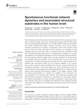 Spontaneous functional network dynamics and associated structural substrates in the human brain thumbnail