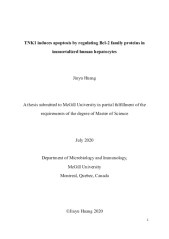 TNK1 induces apoptosis by regulating Bcl-2 family proteins in immortalized human hepatocytes thumbnail