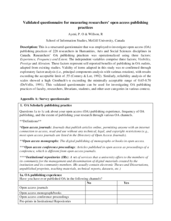 SUPPLEMENTAL MATERIALS: Factors influencing Canadian HASS researchers’ open access publishing practices: Implication for the future of scholarly communication  thumbnail