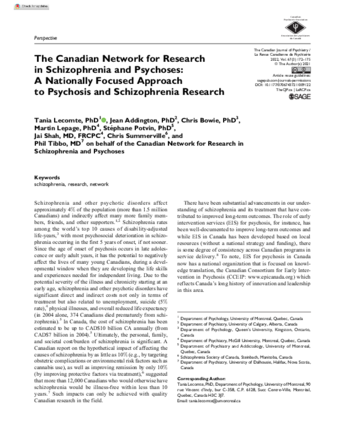 The Canadian Network for Research in Schizophrenia and Psychoses: A Nationally  Focused Approach to Psychosis and Schizophrenia Research thumbnail