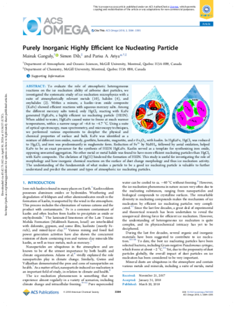 Purely Inorganic Highly Efficient Ice Nucleating Particle thumbnail