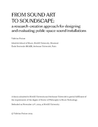 From sound art to soundscape: a research-creation approach for designing and evaluating public space sound installations thumbnail