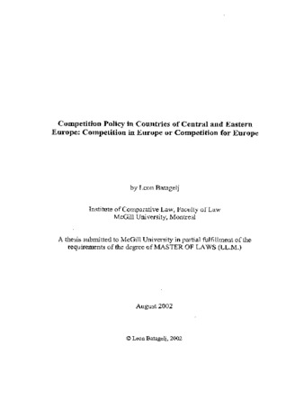 Competition policy in countries of Central and Eastern Europe : competition in Europe or competition for Europe thumbnail