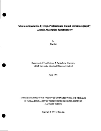 Selenium speciation by high performance liquid chromatography -atomic absorption spectrometry thumbnail