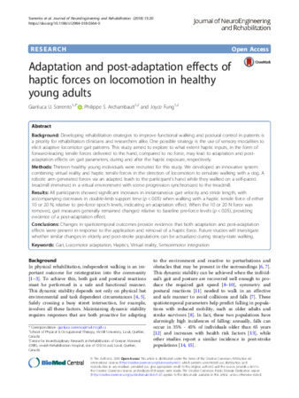 Adaptation and post-adaptation effects of haptic forces on locomotion in healthy young adults thumbnail