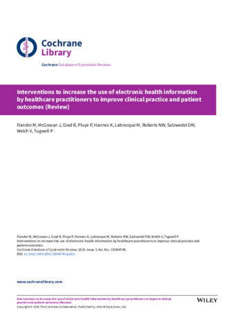 Interventions to increase the use of electronic health information by healthcare practitioners to improve clinical practice and patient outcomes thumbnail