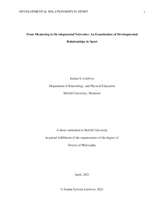 From mentoring to developmental networks: An examination of developmental relationships in sport thumbnail