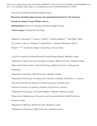 Reasons for attending support groups and organizational preferences: The European Scleroderma Support Group Members Survey thumbnail