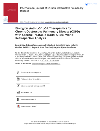 Biological Anti-IL-5/IL-5R Therapeutics for Chronic Obstructive Pulmonary Disease (COPD) with Specific Treatable Traits: A Real-World Retrospective Analysis thumbnail