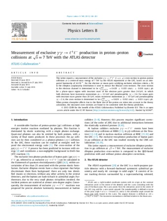 Measurement of exclusive gamma gamma -> l(+)l(-) production in proton-proton collisions at root s=7 TeV with the ATLAS detector thumbnail