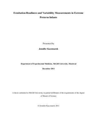 Extubation readiness and variability measurements in extreme preterm infants thumbnail