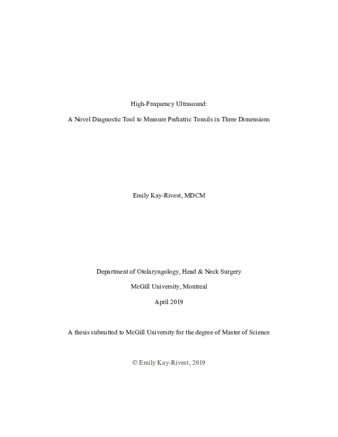 High-frequency ultrasound: A novel diagnostic tool to measure pediatric tonsils in three dimensions thumbnail