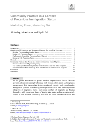 Community Practice in a Context of Precarious Immigration Status thumbnail