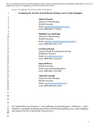 Evaluating the need for secured bicycle parking across cyclist typologies thumbnail