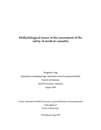 Methodological issues in the assessment of the safety of medical cannabis thumbnail
