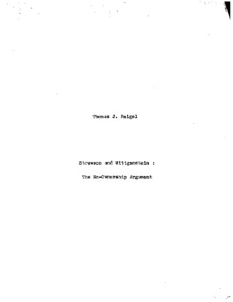 Strawson and Wittgenstein : the no-ownership argument. thumbnail