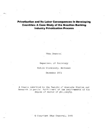 Privatization and its labor consequences in developing countries : a case study of the Brazilian banking industry privatization process thumbnail