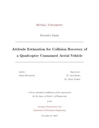 Attitude estimation for collision recovery of a quadcopter unmanned aerial vehicle thumbnail