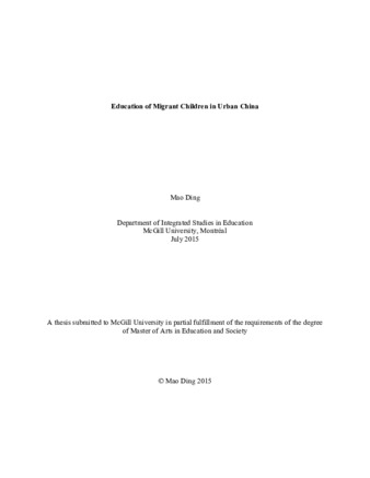 Education of migrant children in China thumbnail