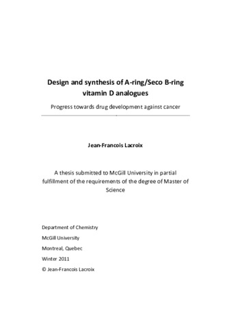 Design and synthesis of A-ring/seco B-ring vitamin D analogues thumbnail