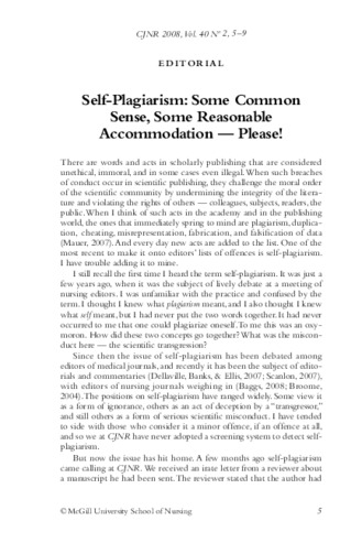 Self-Plagiarism: Some Common Sense, Some Reasonable Accommodation — Please! thumbnail