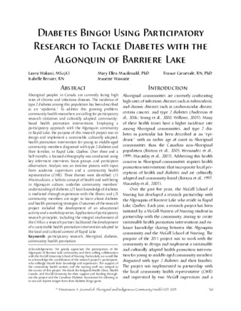 Diabetes Bingo! Using Participatory Research to Tackle Diabetes with the Algonquin of Barriere Lake thumbnail