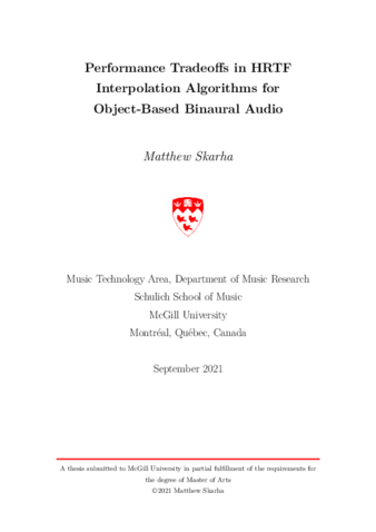 Performance tradeoffs in HRTF interpolation algorithms for object-based binaural audio thumbnail