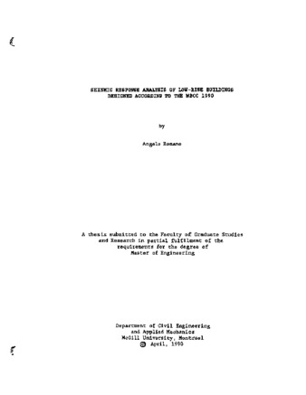 Seismic response analysis of low-rise buildings designed according to the NBCC 1990 thumbnail