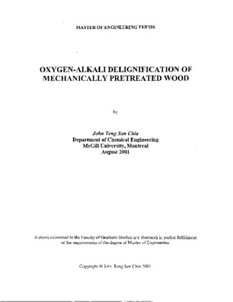 Oxygen-alkali delignification of mechanically pretreated wood thumbnail