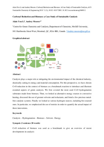 Carbonyl Reduction and Biomass: A Case Study of Sustainable Catalysis thumbnail