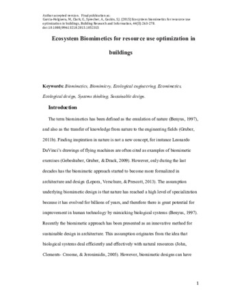 Ecosystem biomimetics for resource use optimization in buildings thumbnail