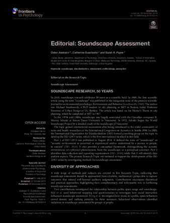 Editorial: Soundscape Assessment thumbnail