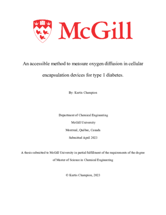 An accessible method to measure oxygen diffusion in cellular encapsulation devices for type 1 diabetes thumbnail