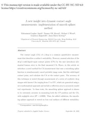 A new insight into dynamic contact angle measurements: Implementation of smooth splines method thumbnail