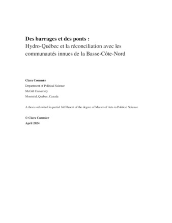 Des barrages et des ponts : Hydro-Québec et la réconciliation avec les communautés innues de la Basse-Côte-Nord thumbnail