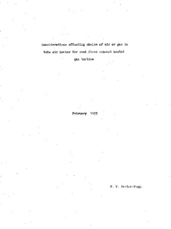 Considerations affecting choice of air or gas in tube air heater for coal fired exhaust heated gas turbine thumbnail