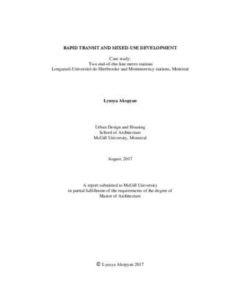 Rapid Tranist and Mixed-Use Development Case Study: Two end-of-the-line metro stations Longueuil-Université-de-Sherbrooke and Montmorency stations, Montréal thumbnail