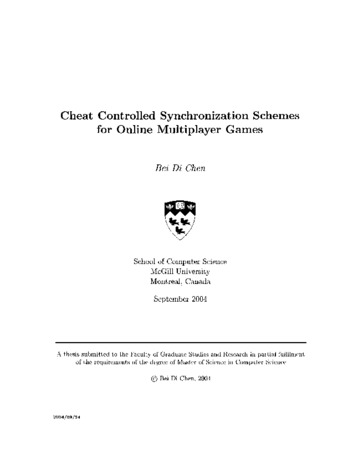Cheat controlled synchronization schemes for online multiplayer games thumbnail