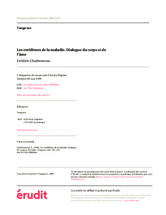 Les emblèmes de la maladie. Dialogue du corps et de l’âme thumbnail