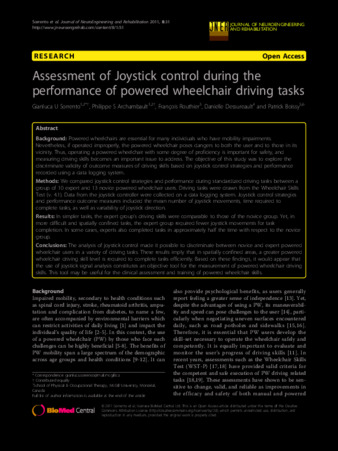 Assessment of Joystick control during the performance of powered wheelchair driving tasks thumbnail